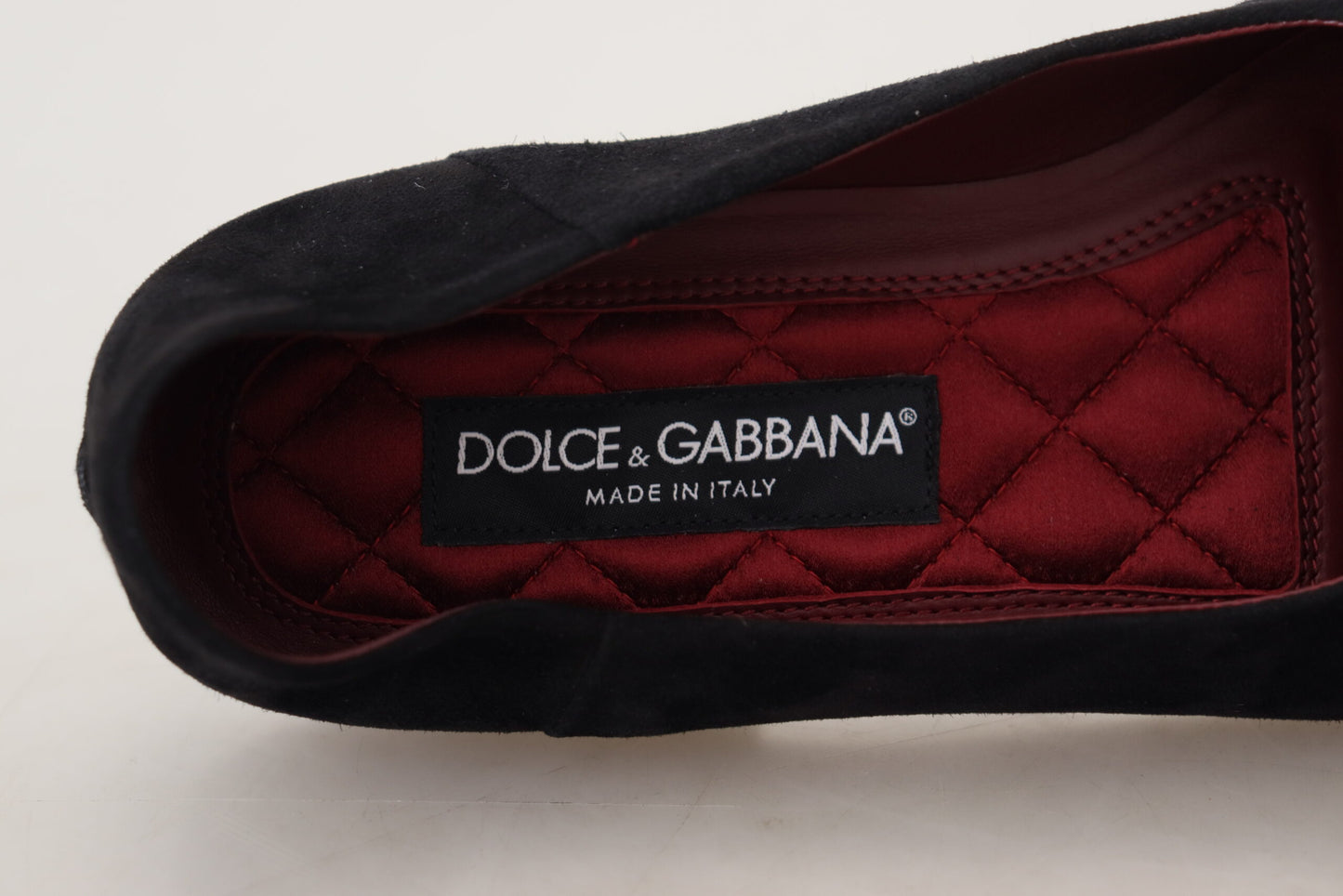Dolce & Gabbana Black Suede Gold Cross Slip su scarpe da mocassini