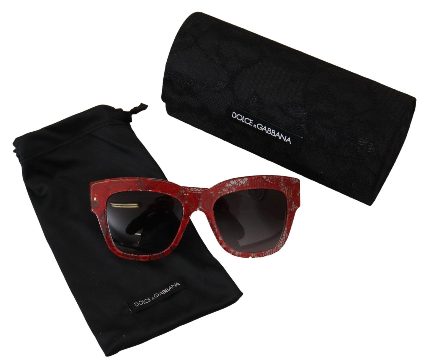 Dolce & Gabbana Red Lace Acetate Recangle Shades DG4231Sunglasses