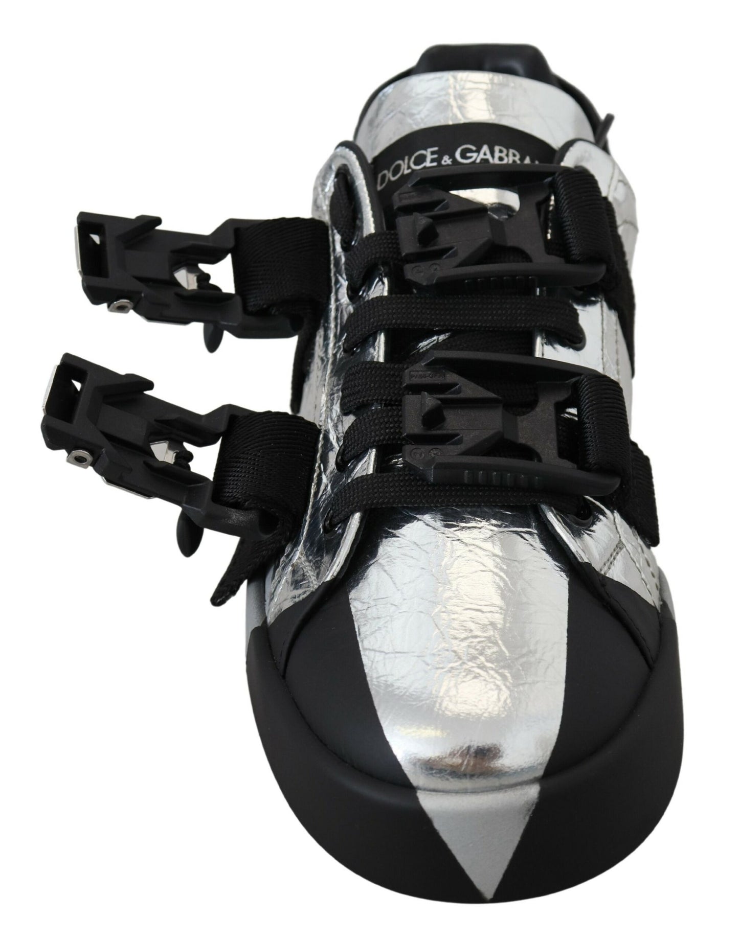 Dolce & Gabbana Black Silver in pelle Sneaker Top Sneaker Casual
