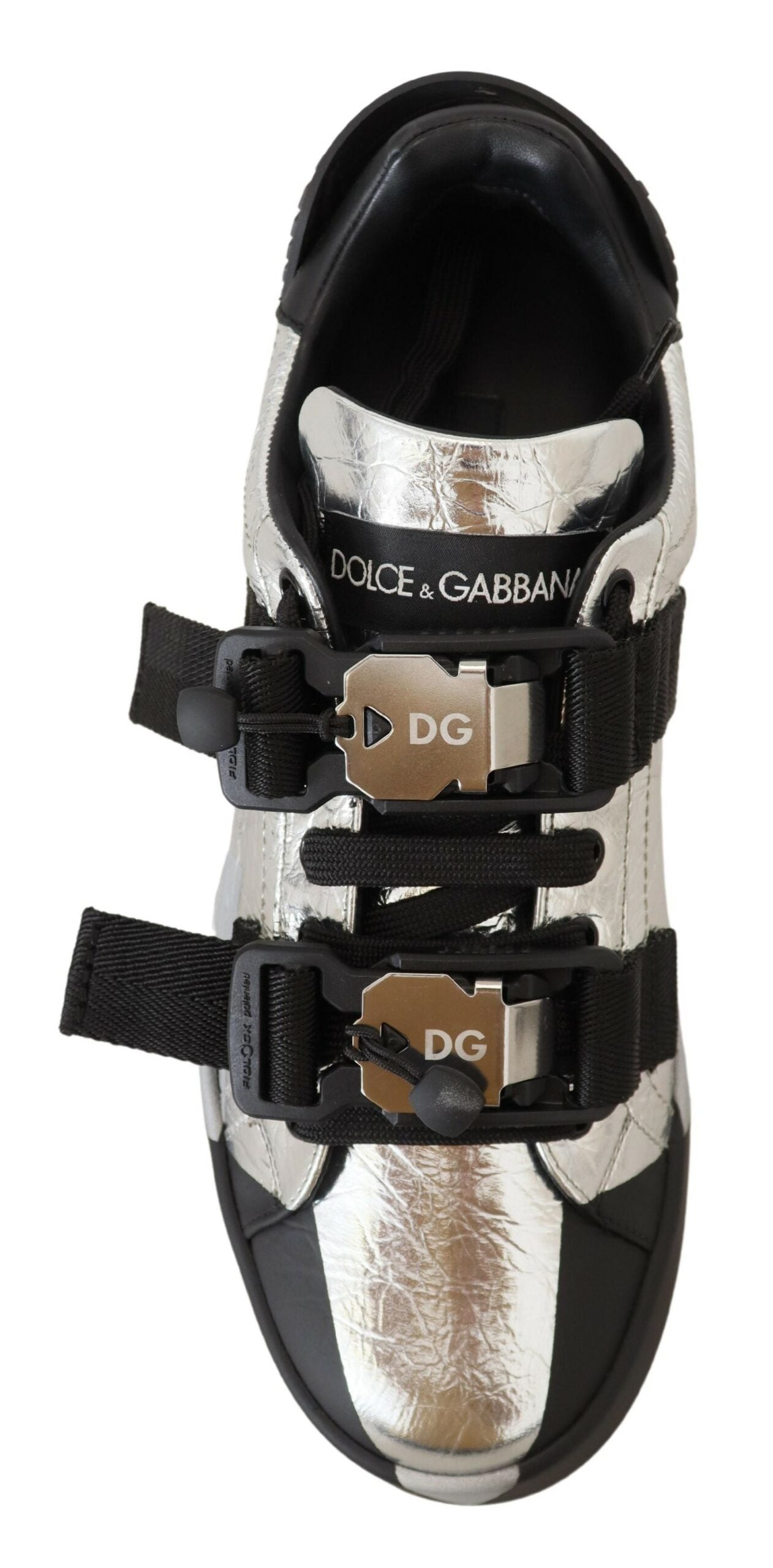 Dolce & Gabbana Black Silver in pelle Sneaker Top Sneaker Casual