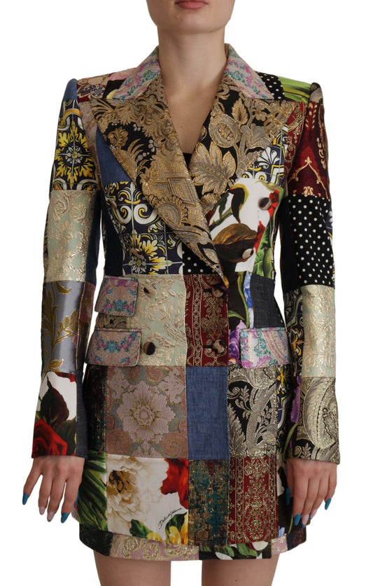 Dolce & Gabbana Multicolor Double-Basted Patchwork Jacquard Blazer veste