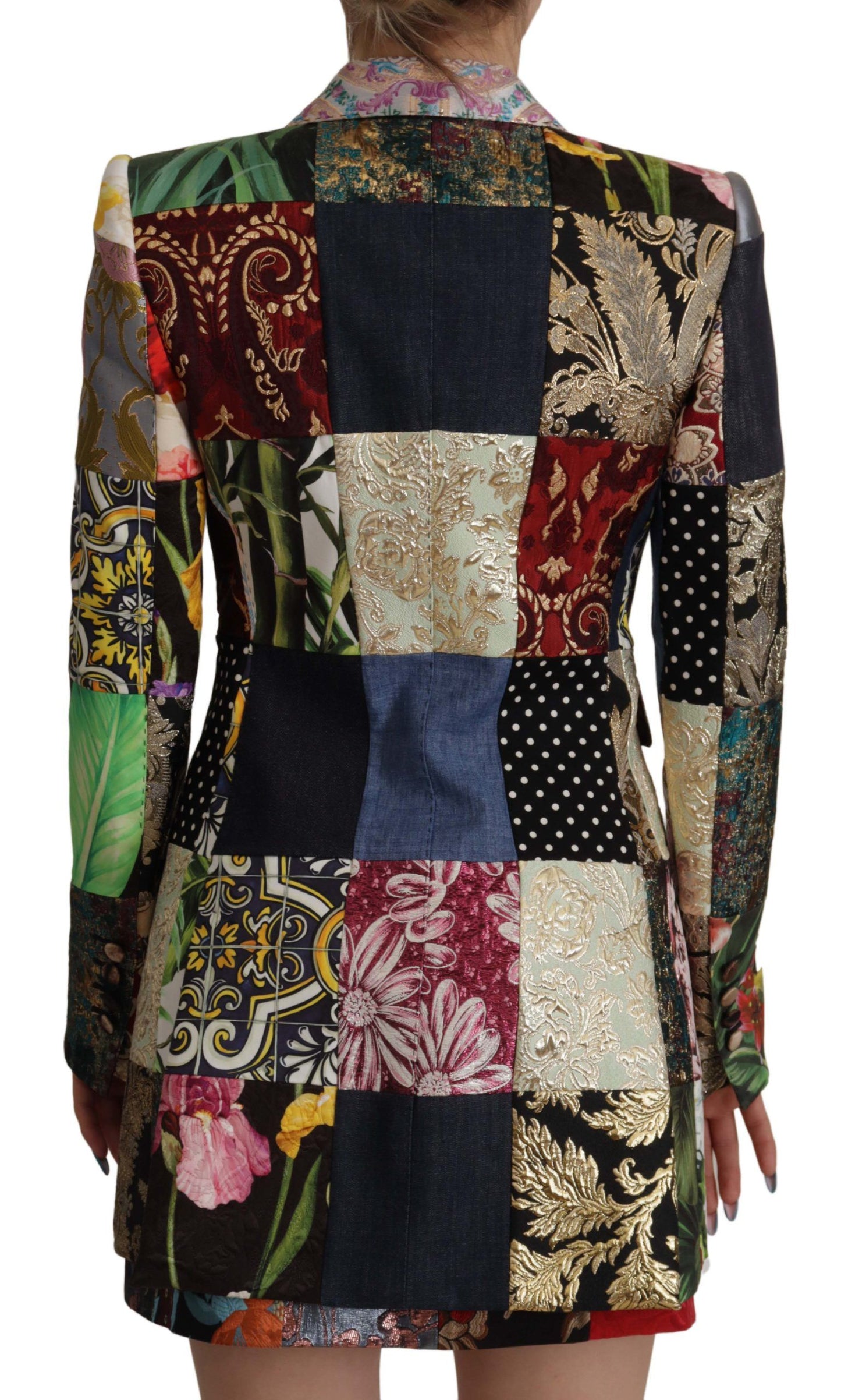 Dolce & Gabbana Multicolore a doppio petto di patchwork Jacquar Blazer Jacker
