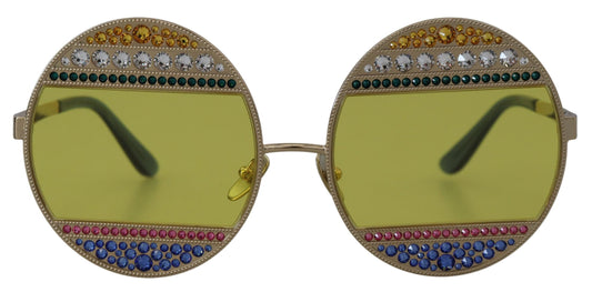 Dolce & Gabbana Gold Oval Metal Crystals Shades DG2209B Lunettes de soleil