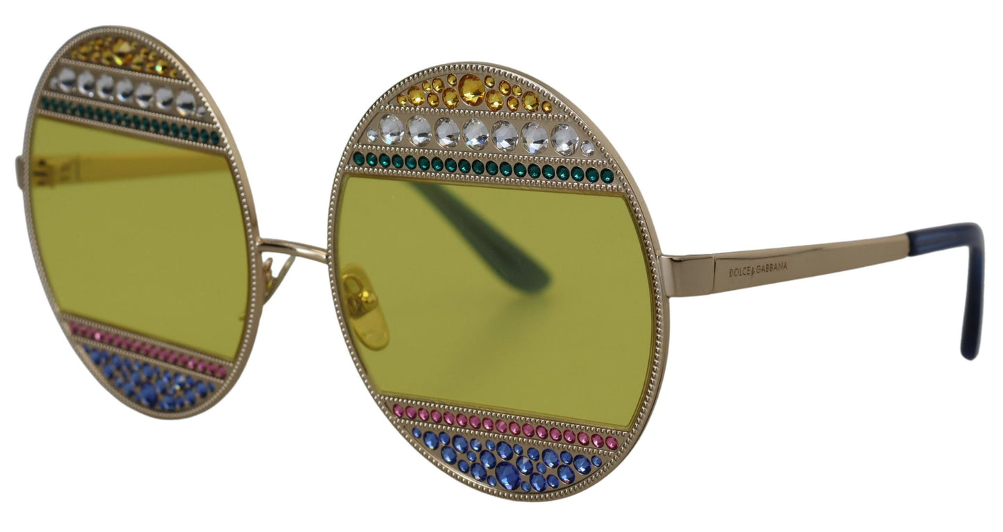 Dolce & Gabbana Gold Oval Metal Crystals Shades DG2209B Lunettes de soleil