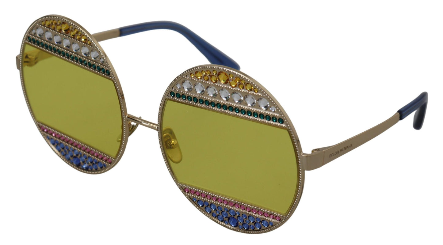 Dolce & Gabbana Gold Oval Metallkristalle Schattierungen DG2209B Sonnenbrille
