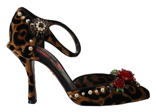 Dolce & Gabbana Brown verschönerte Leopardendruckschuhe Schuhe