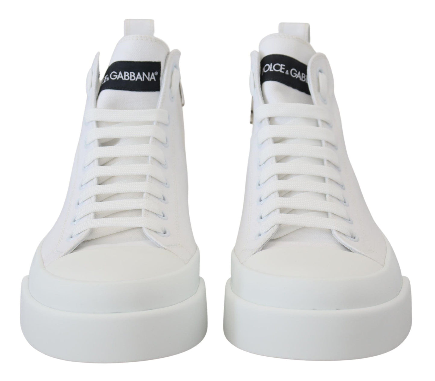 Dolce & Gabbana White Tela Cotton High Tops Sneakers Scarpe