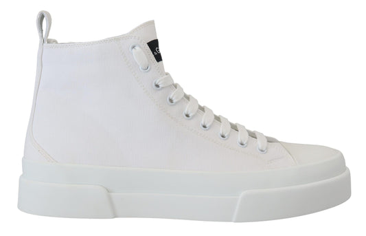 Dolce & Gabbana White Canvas Cotton High Tops Sneakers Schuhe