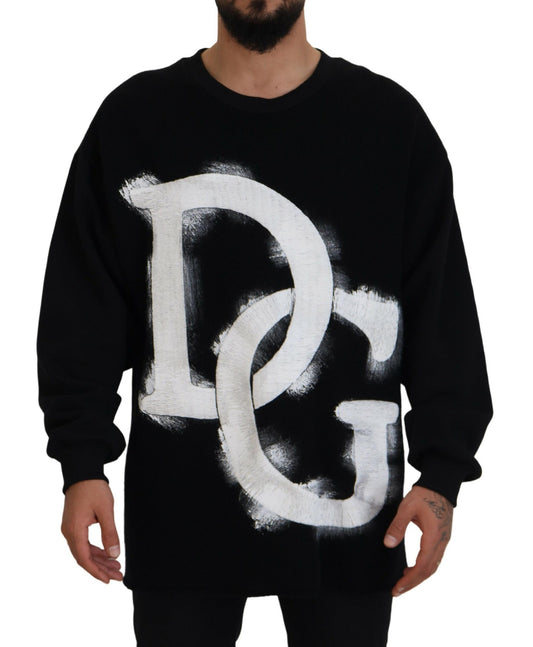 Dolce & Gabbana Black DG Logo Pullor Cotton Pullover