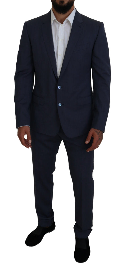 Dolce & Gabbana Blue Wool Martini 3 pièces Slim Fit Suit