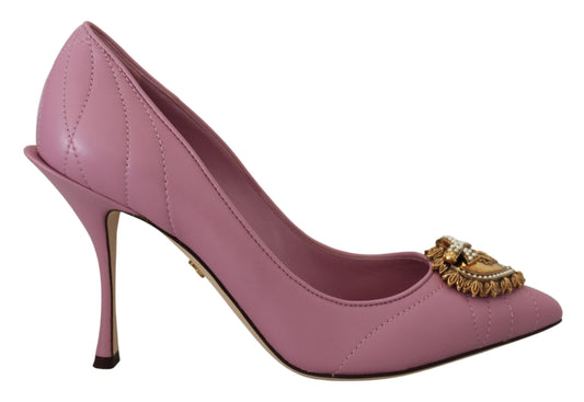 Dolce & Gabbana Pink Leder Heart Hingabe Pumps Schuhe pumpt Schuhe