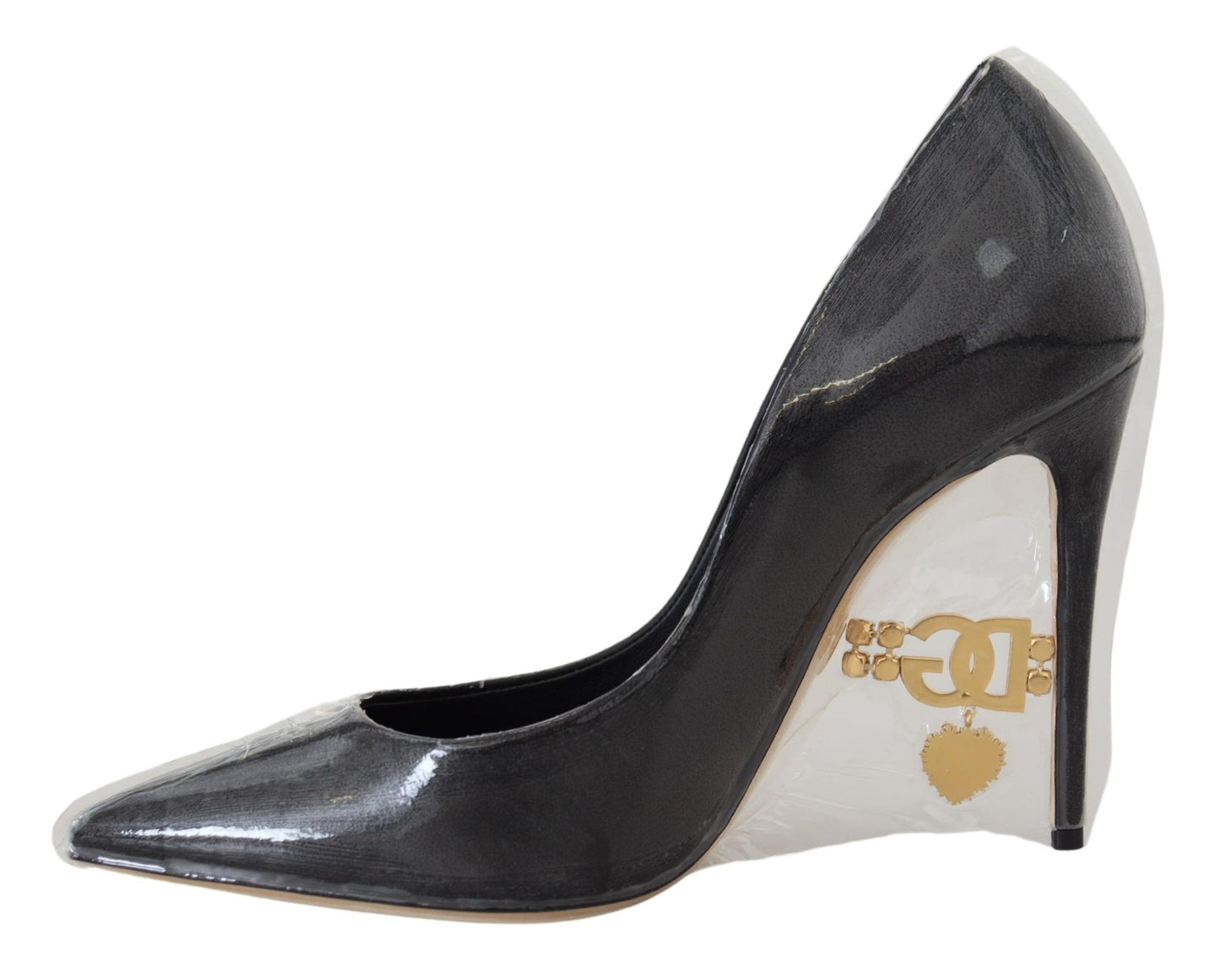 Talons en cuir noirs Dolce & Gabbana pompes chaussures enveloppées en plastique