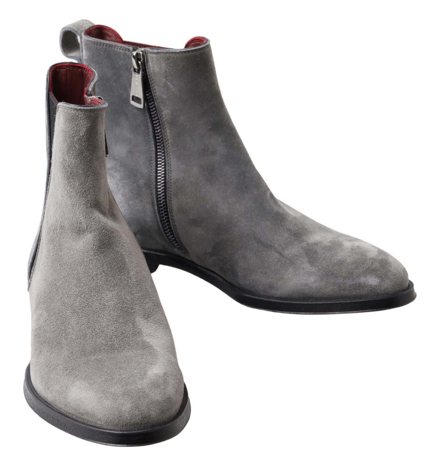 Dolce & Gabbana Grey Leather Men Hommes Boots Chaussures