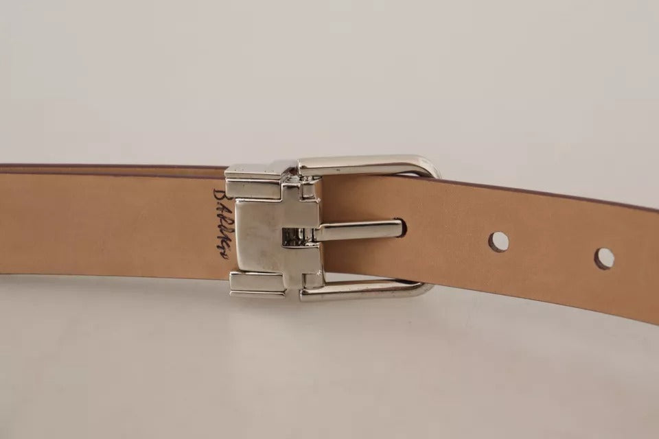 Dolce & Gabbana Brown Classic Leather Silver Logo Metal Buckle Belt