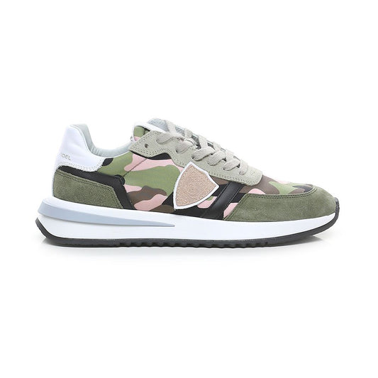 Philippe Model Chic Army Suede-Trimmed Fabric Sneakers