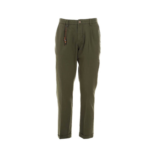 Yes Zee Elegant Green Cotton Chino Trousers