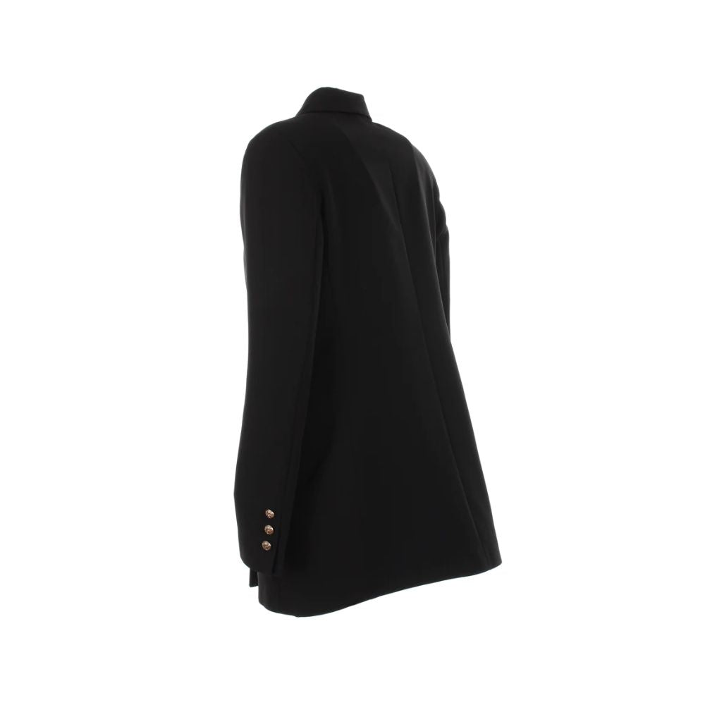 Yes Zee Elegant Black Crepe Double-Breasted Jacket