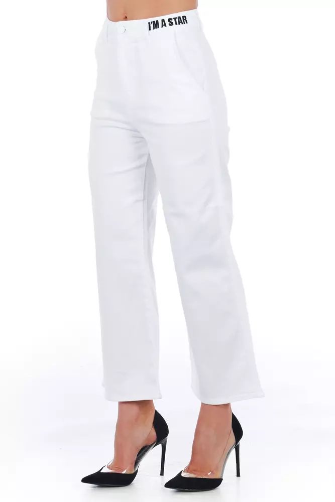 Frankie Morello Elevated Elegance White Cropped Trousers