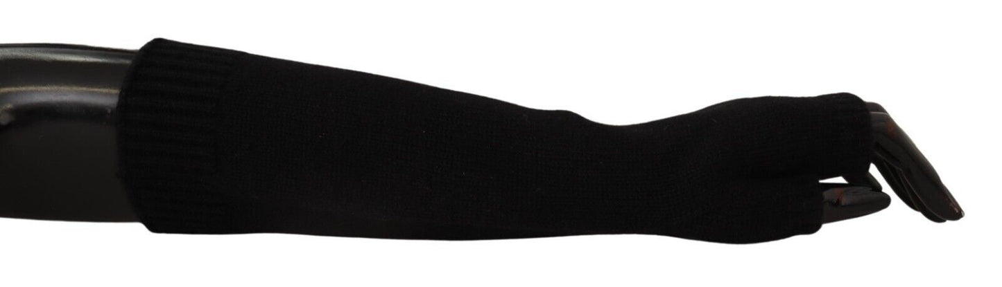 Dolce & Gabbana Black tricot sans doigt de longueur de coude Gants