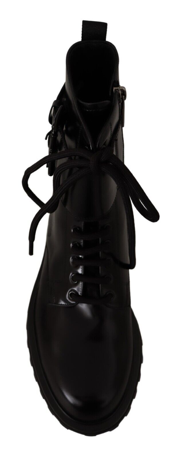 Dolce & Gabbana schwarzer Lederkampf Schnürung Herren Stiefel Schuhe