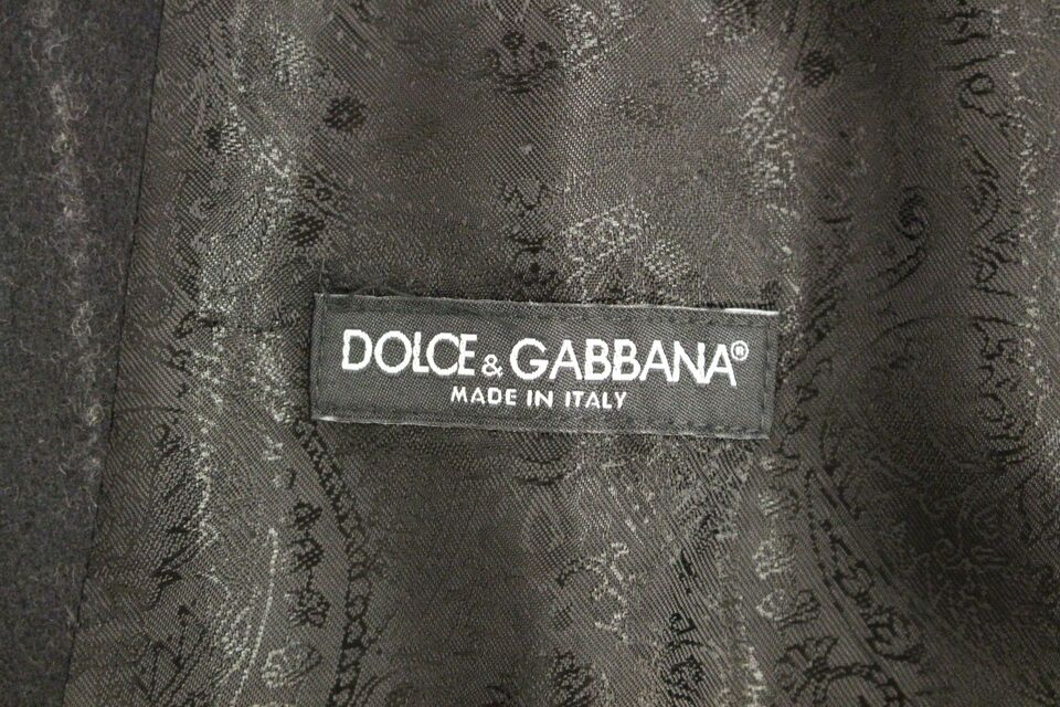 Dolce & Gabbana Black Striped Wool Logo Gest Gilet Weste