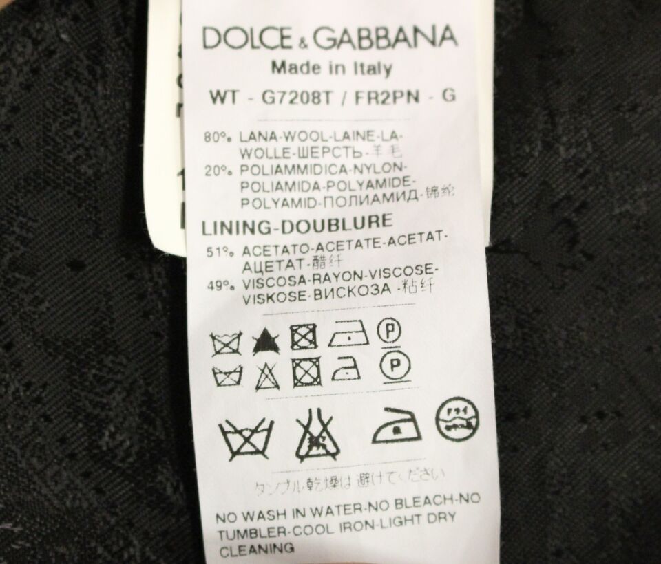 Dolce & Gabbana Black Striped Wool Logo Gest Gilet Weste