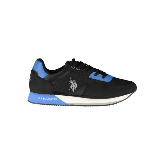 U.S. POLO ASSN. Sleek Black Lace-Up Sneakers with Contrast Details