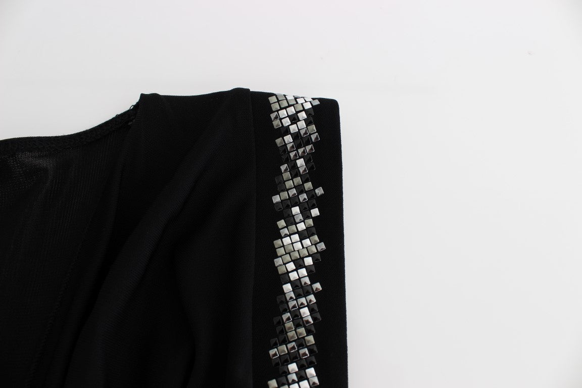 Roccobarocco Black Embellifhed Jersey mini gaine Robe courte