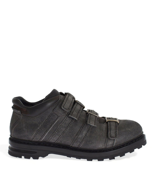 Stivali per scarpe con cinturino alla caviglia in pelle grigia Dolce & Gabbana