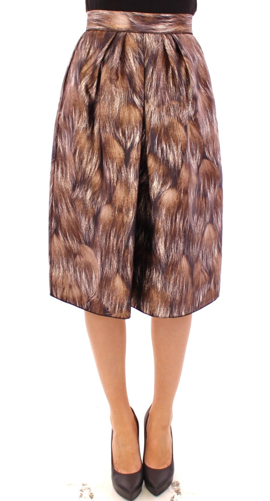 Dolce & Gabbana Brown Floral Silk Full Skirt