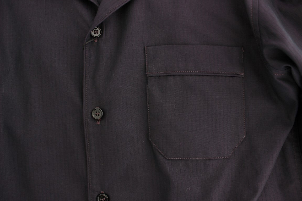 Camicia da pajama in cotone a strisce viola Dolce & Gabbana