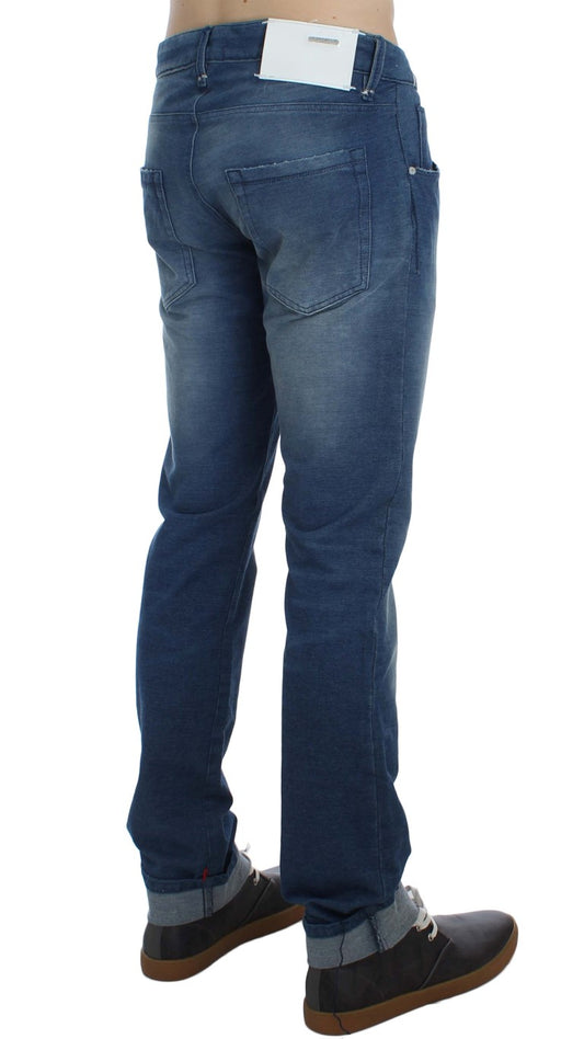 Acht Blue Wash Denim Cotton Stretch Slimt Slip Jeans