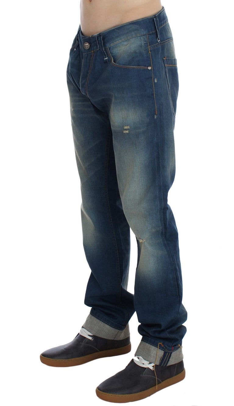 ACHT Blue Wash Denim Coton Stretch Band Fit Jeans