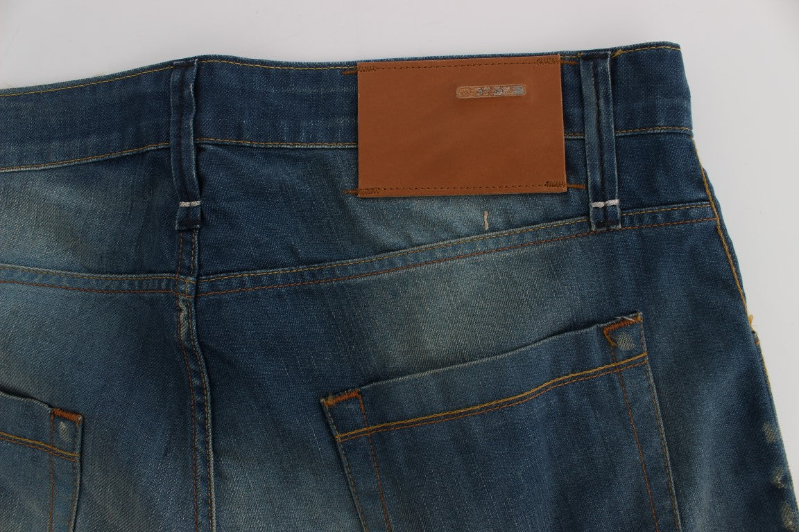 ACHT Blue Wash Denim Coton Stretch Band Fit Jeans
