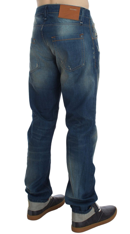 Acht Blue Wash Denim Cotton Stretch Bumgy Fit Jeans