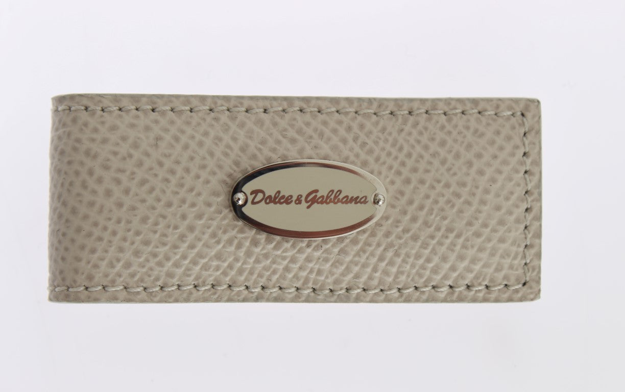 Dolce & Gabbana Beige Leather Magnet Money Clip