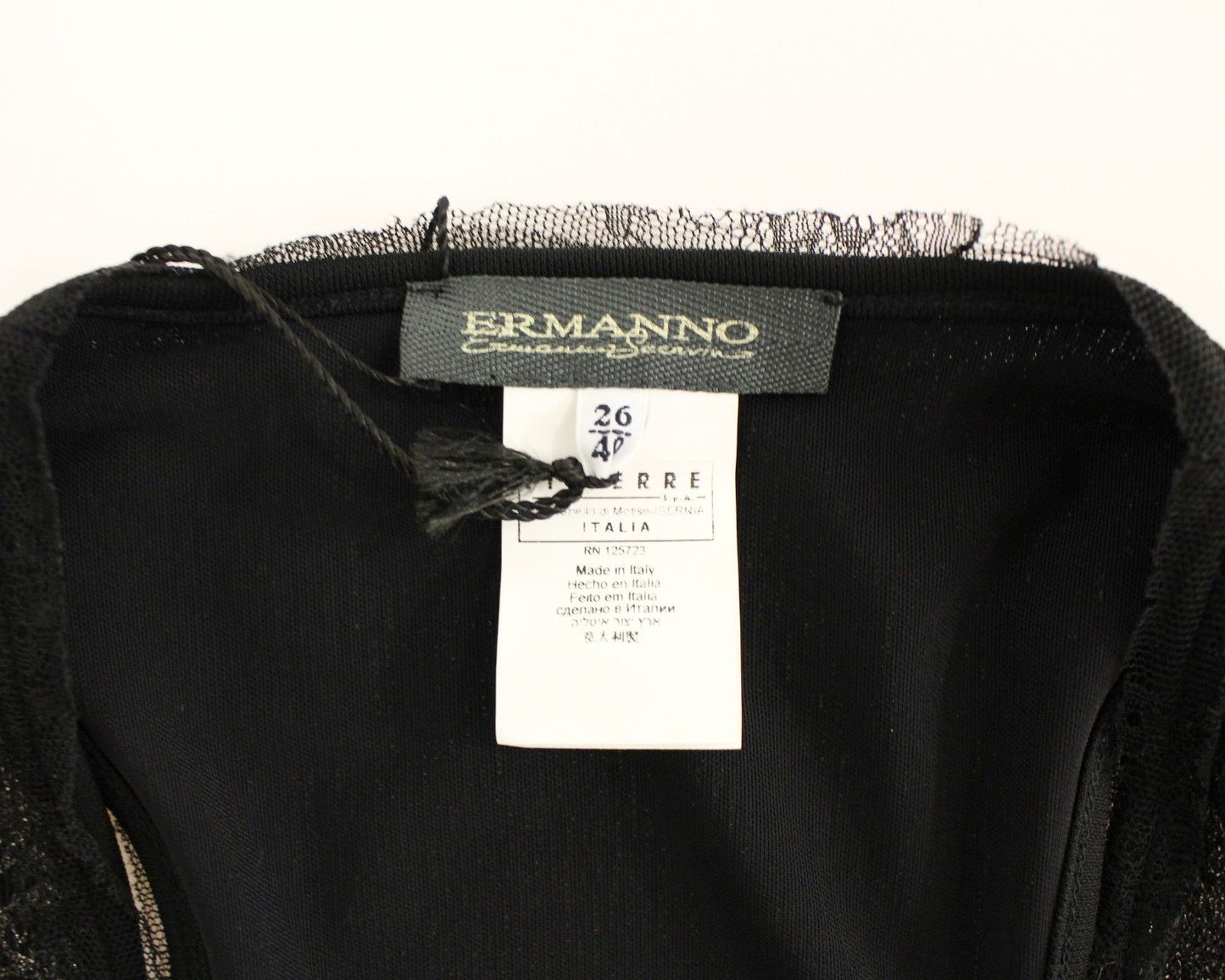 Ermanno Scevino Black en dentelle doublée de mini-robe