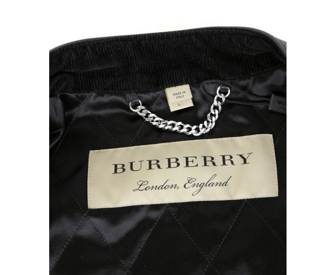 Burberry Burberry Herren Black Leder Diamant gesteppte Bikerjacke