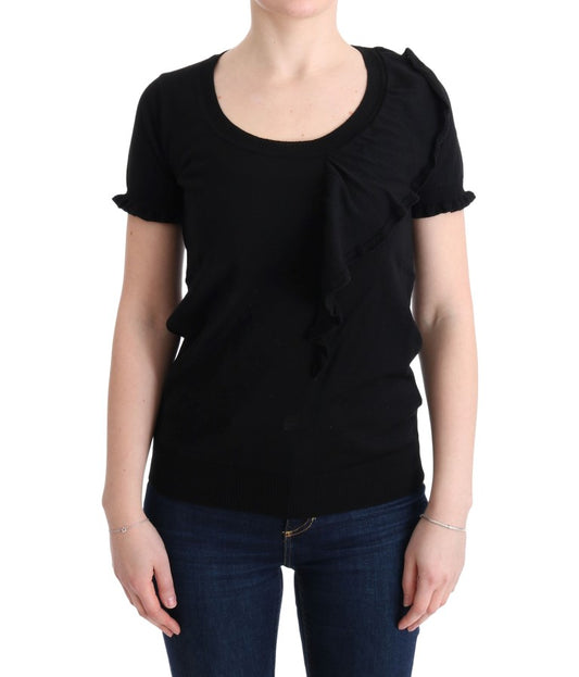 Marghi lo 'schwarz 100% Lana Wolle Top Bluse T-Shirt