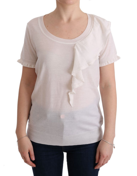 Marghi lo 'weiß 100% Lana Wolle Top Bluse T-Shirt