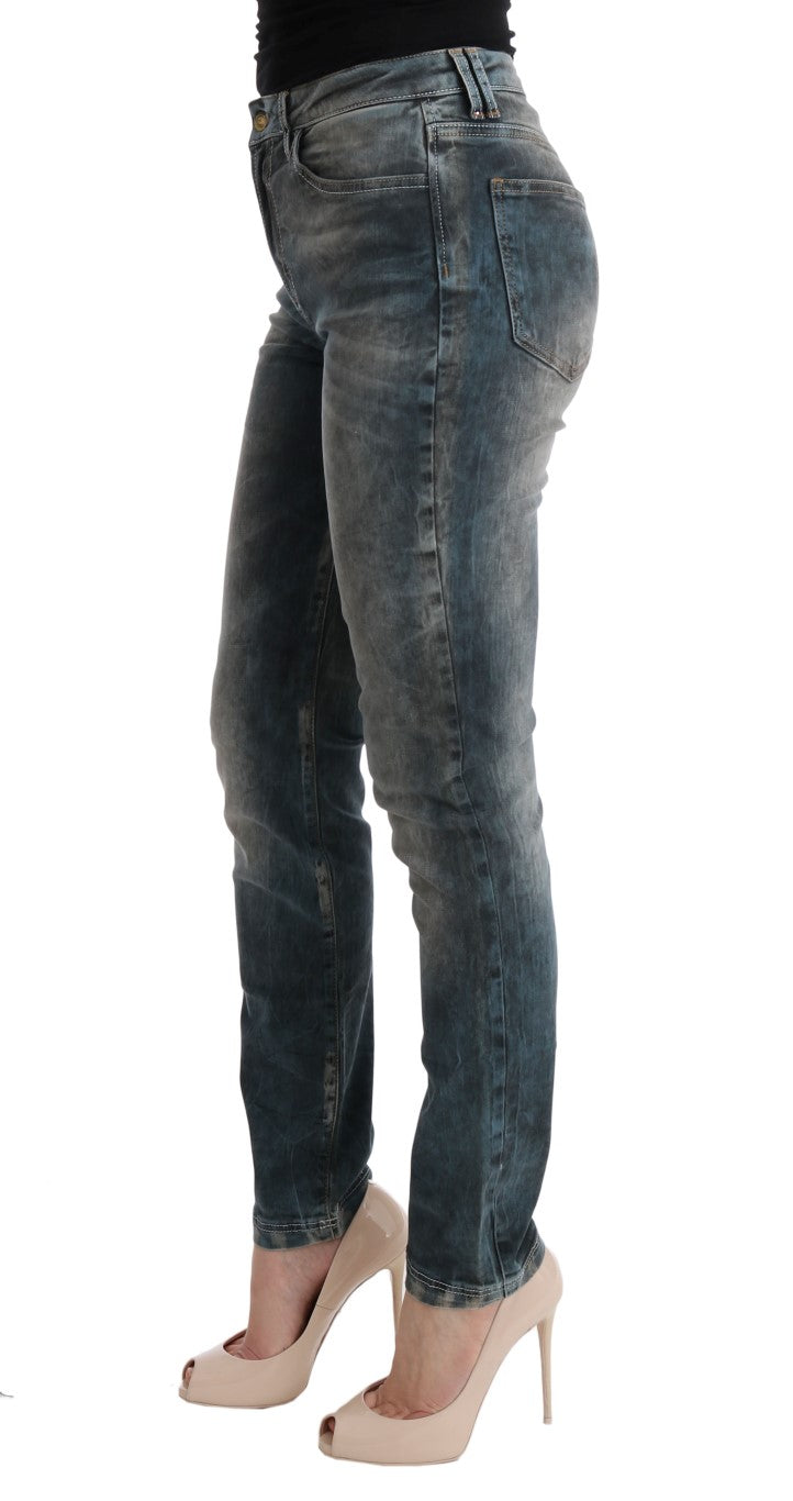 Cavalli Blue Wash Baumwollmischung schlanke Fit Jeans