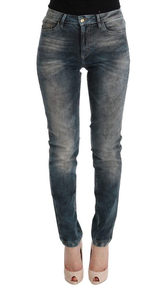 Cavalli Blue Wash Baumwollmischung schlanke Fit Jeans