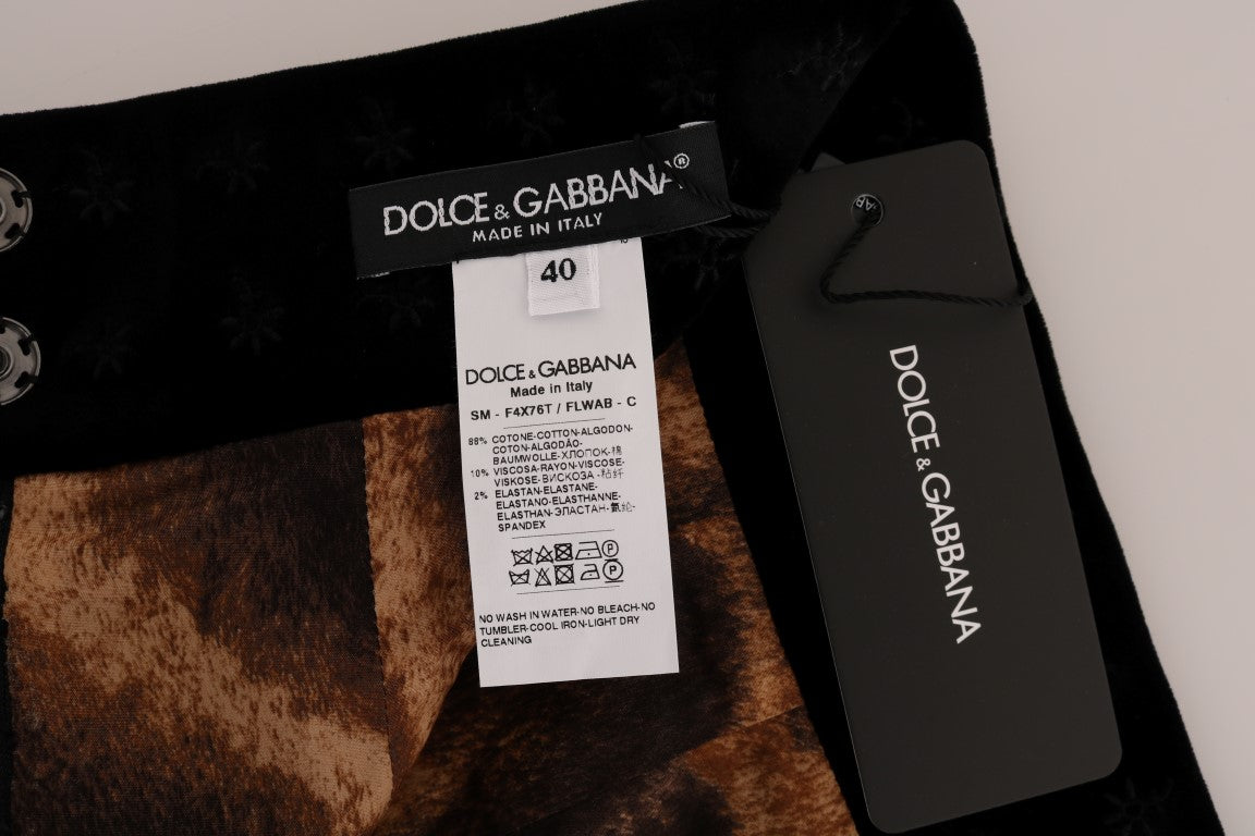Dolce & Gabbana dunkelgrüne Barock -Samtstiftrock
