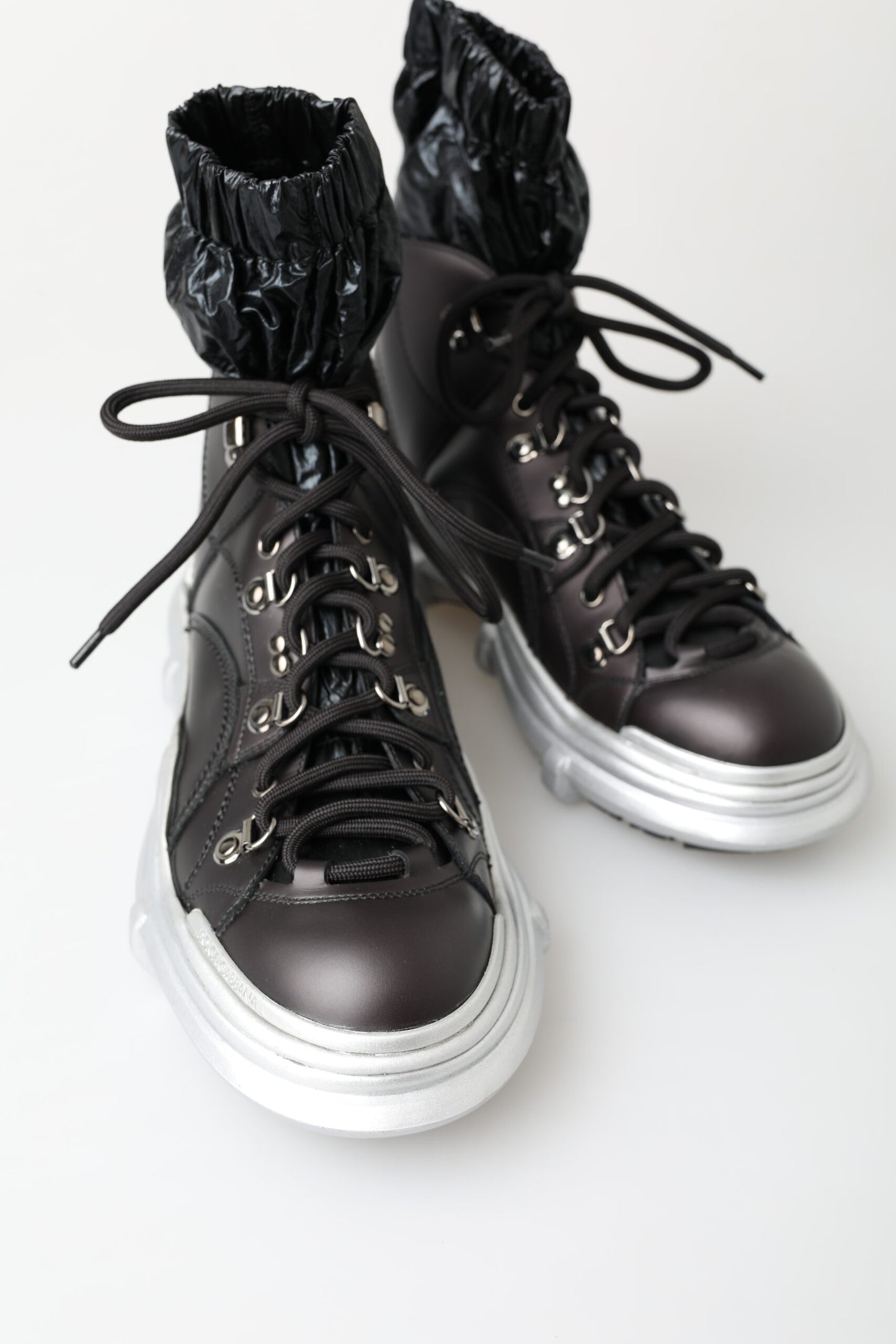 Dolce & Gabbana Black Nylon Galileo High Top Sneakers Chaussures