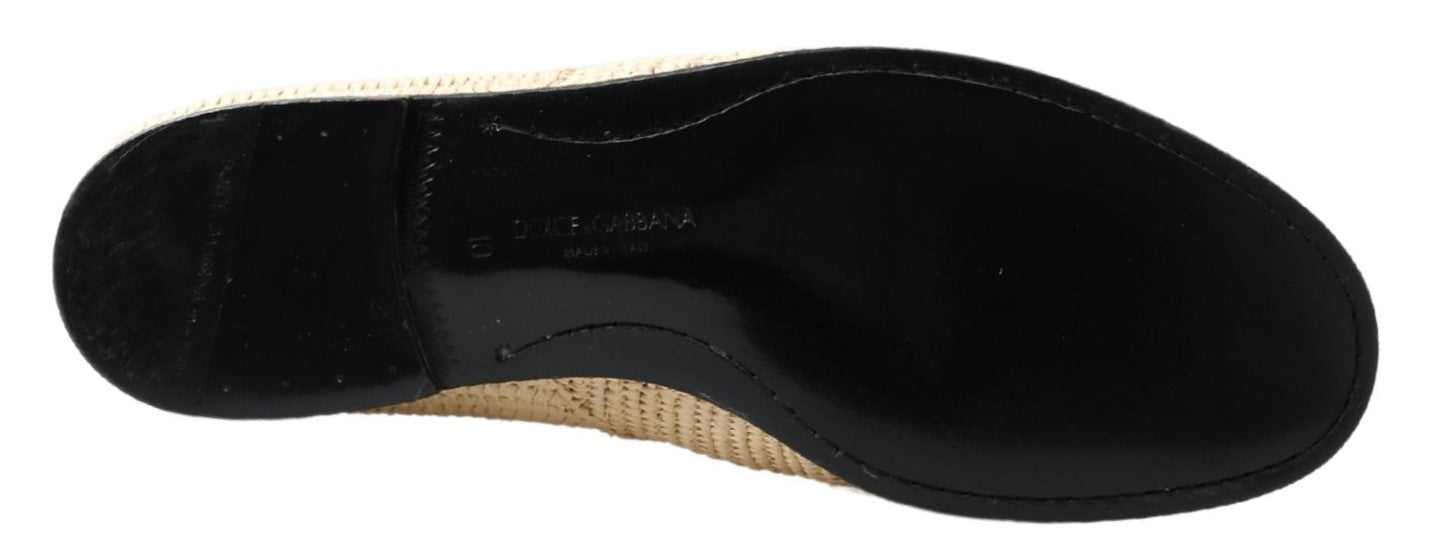Dolce & Gabbana Beige gewebte Schnürung Casual Derby Schuhe