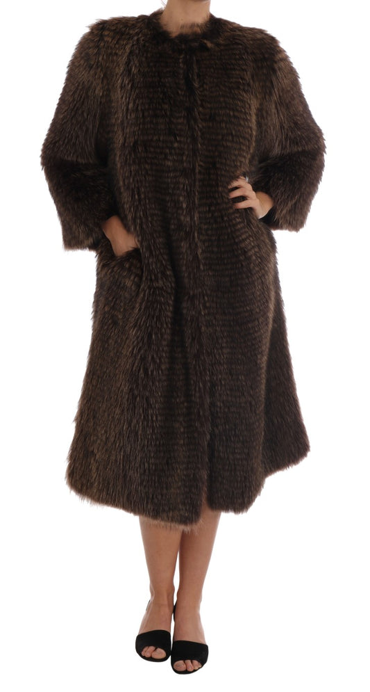 Giacca per pellicce da pelliccia Dolce & Gabbana Brown Raccoon