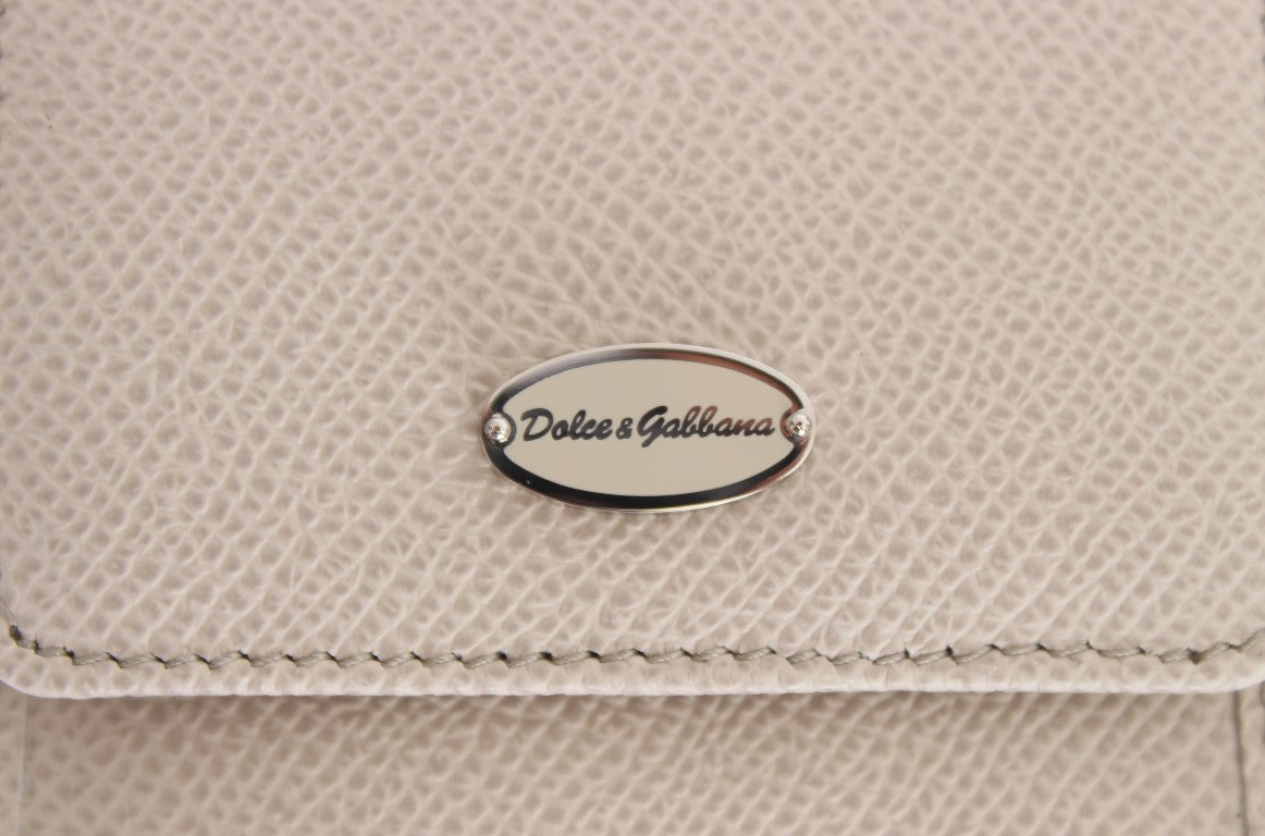 Dolce & Gabbana White Dauphine Leder Hülle Brieftasche