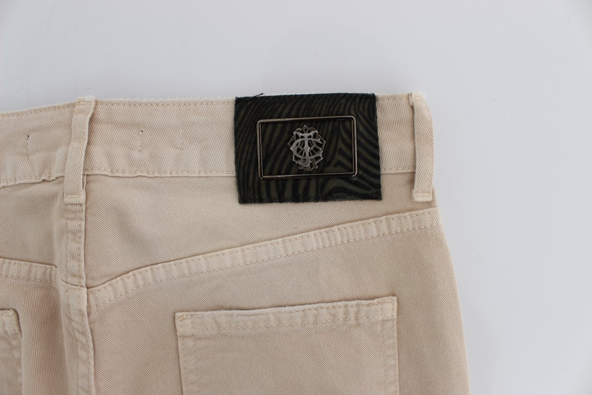 Cavalli beige wash jeans tratto di cotone in forma slim fit