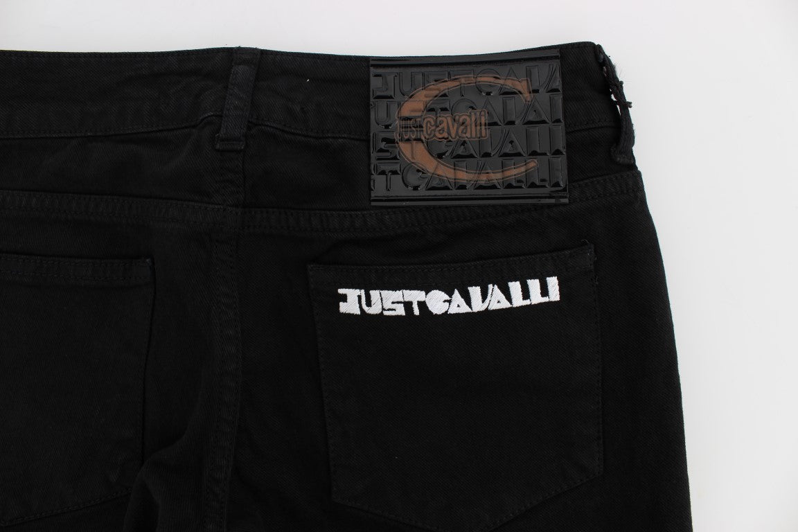 Cavalli schwarze Baumwollstrecke schlanke dünne Fit Jeans