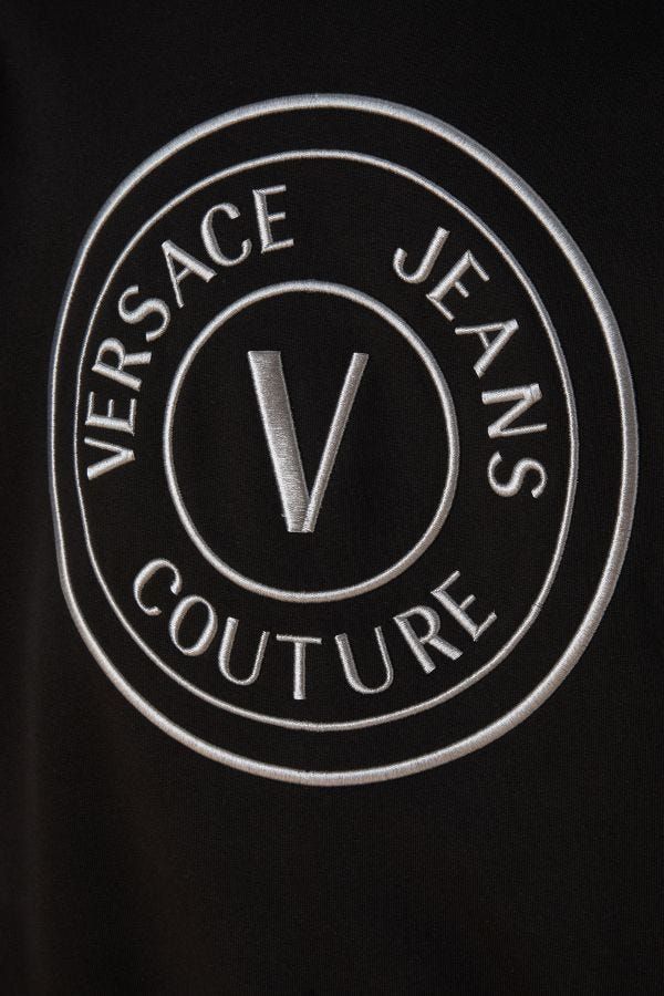 Versace Jeans Black Cotton Logo Details Kapuzen -Sweatshirt mit Kapuze